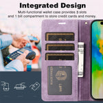 iPhone 15 Series Leather Wallet Case with Wrist Strap & Kickstand