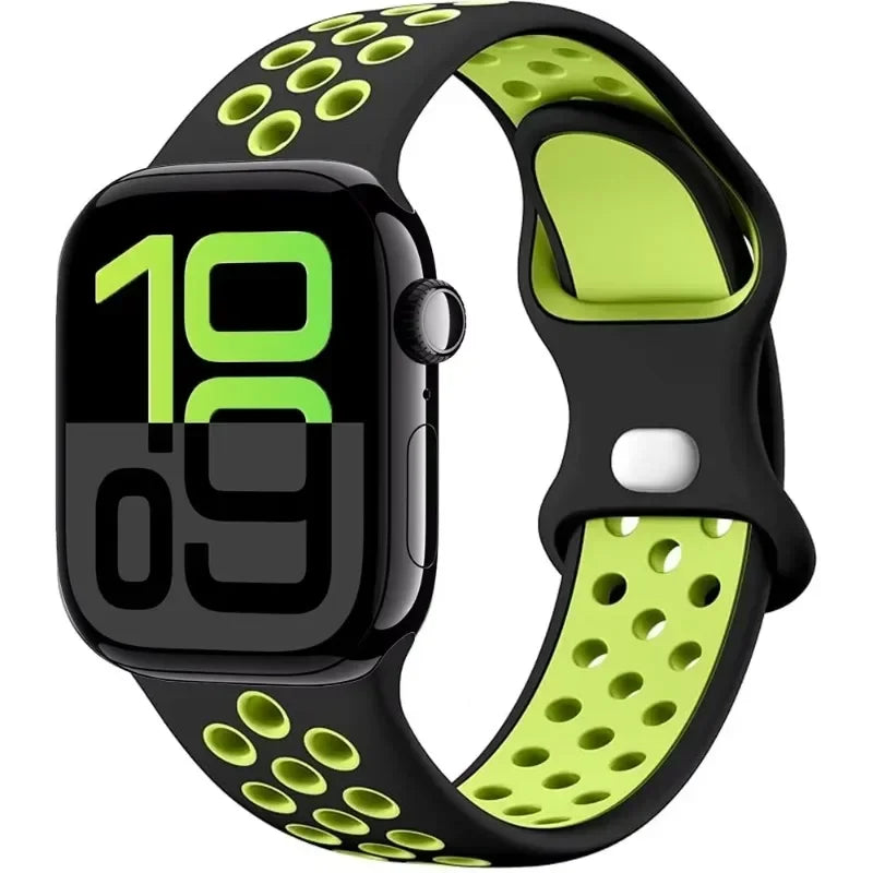 Breathable Silicone Band with Perforated Ventilation for Apple Watch