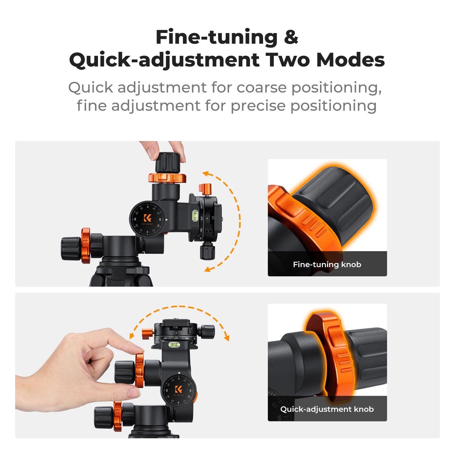 K&F Concept Geared 3-Way Tripod Head