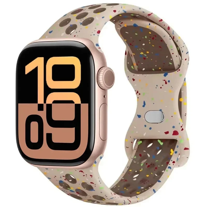 Breathable Silicone Band with Perforated Ventilation for Apple Watch