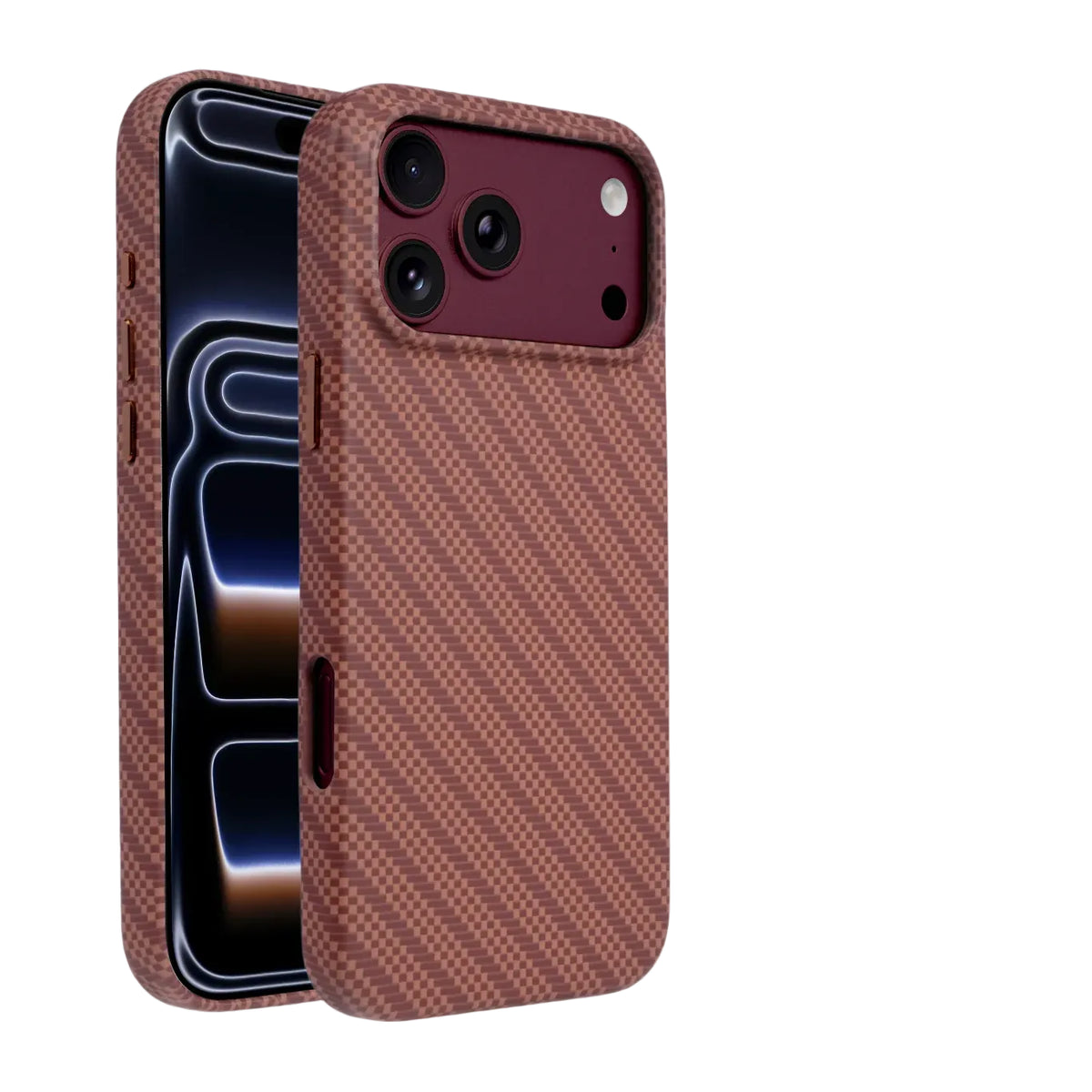 Carbon Fiber Vegan Leather MagSafe Case with Raised Lens Frame for iPhone 18 Series