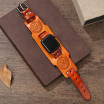 Genuine Leather Cuff Band with Metal Pin-Buckle for Apple Watch