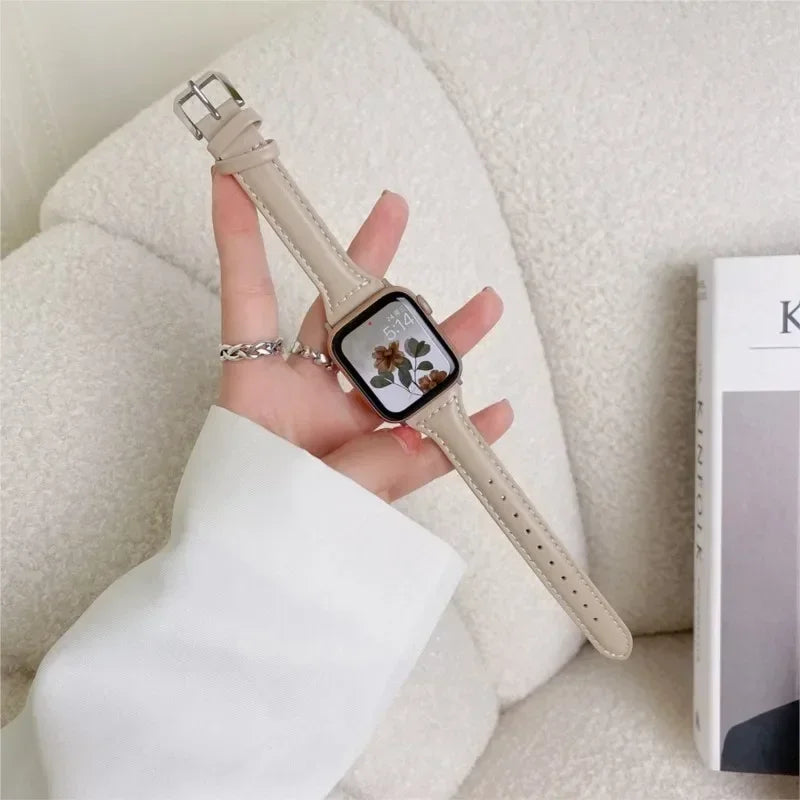 Premium Slim Leather Replacement Strap for Apple Watch