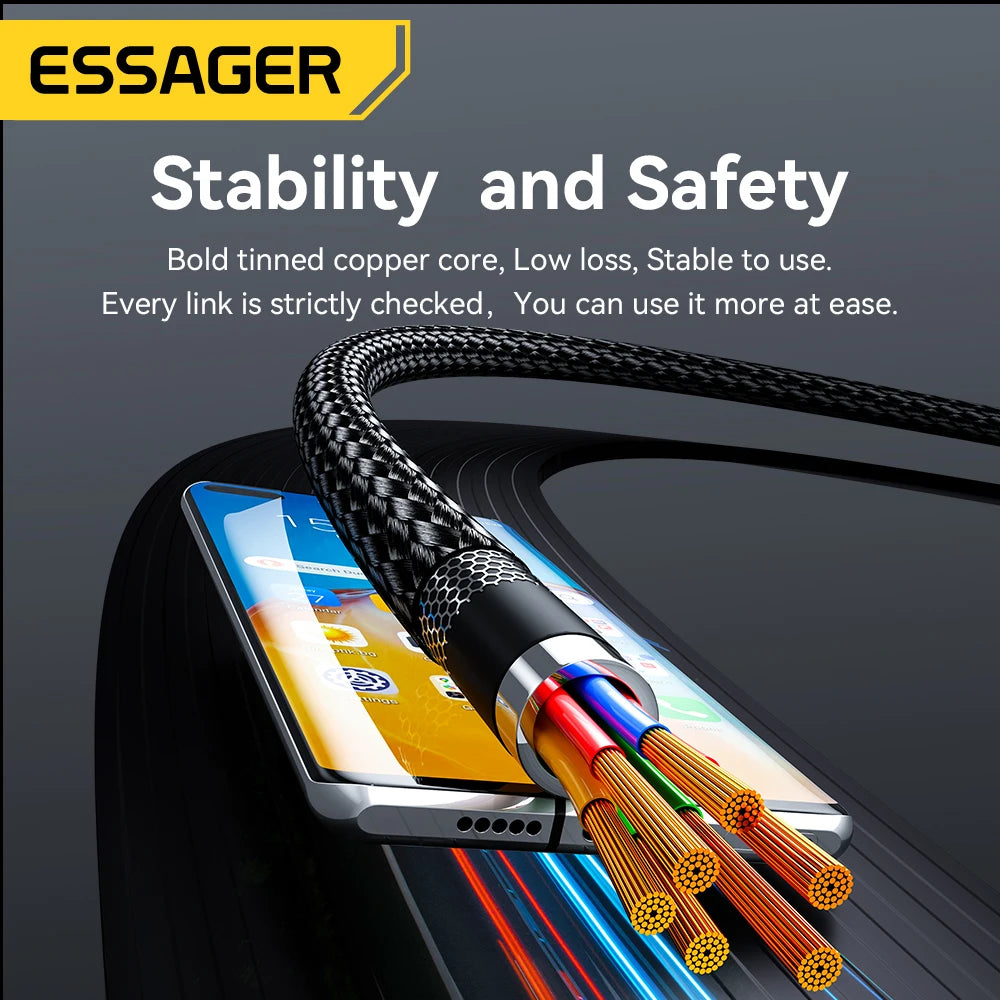 Essager 240W USB-C to USB-C Fast Charging Cable With 90° Angle Design