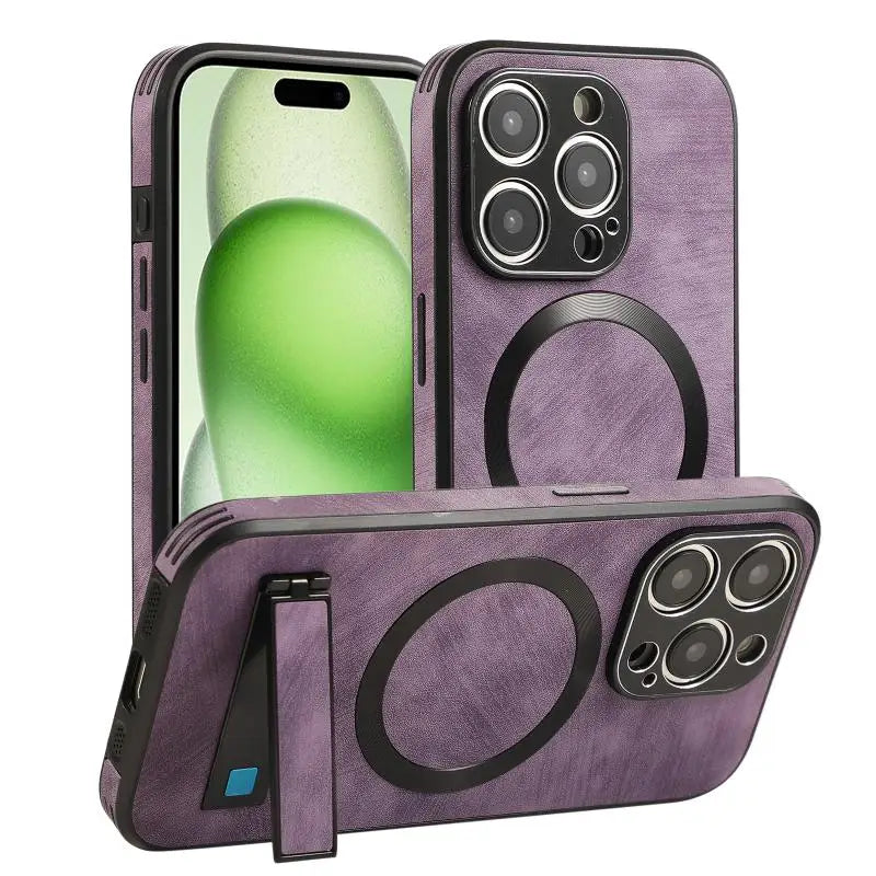 Matte PU Leather MagSafe Case for iPhone 16 Series