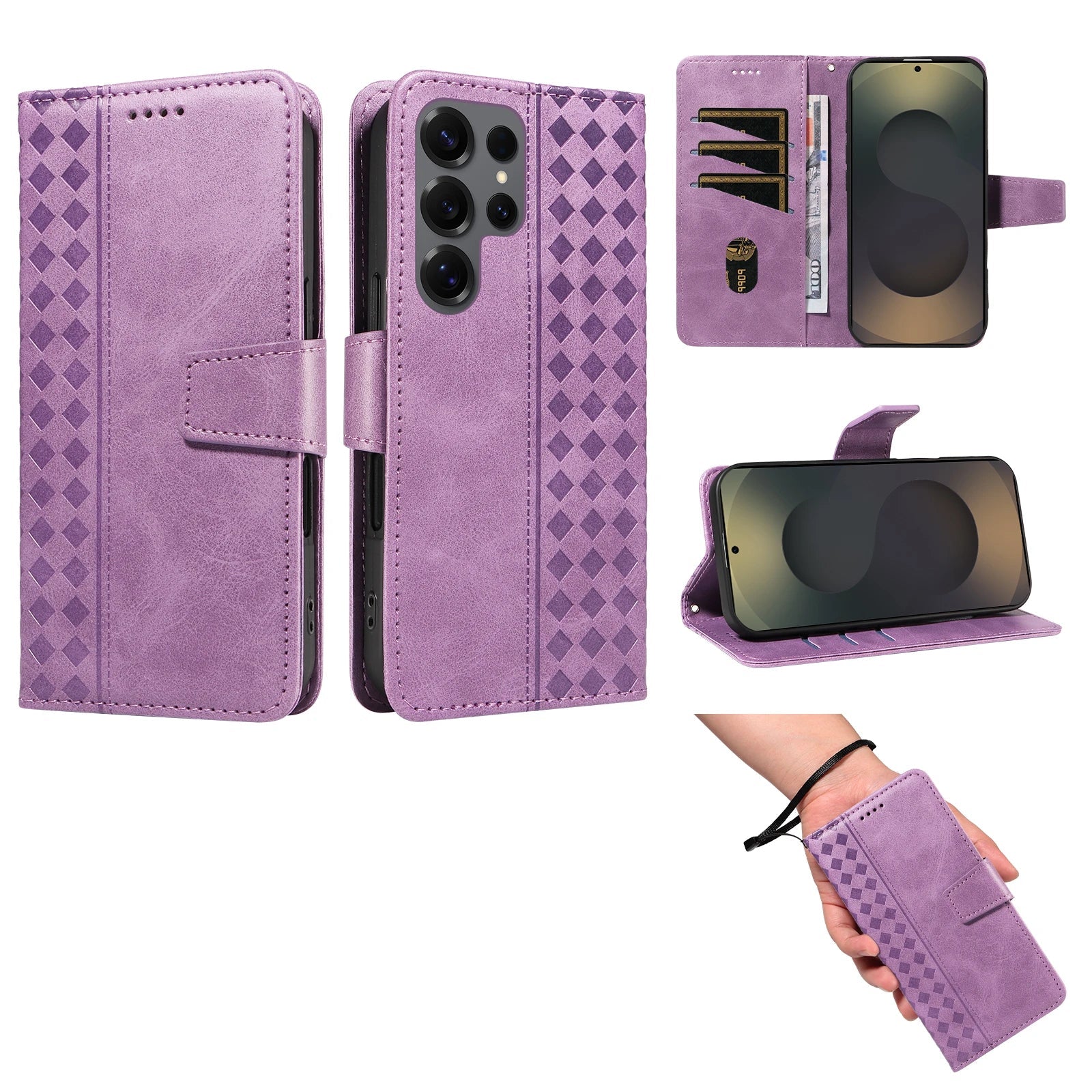 Samsung Galaxy S25 Series Flip Leather Wallet Case with Kickstand