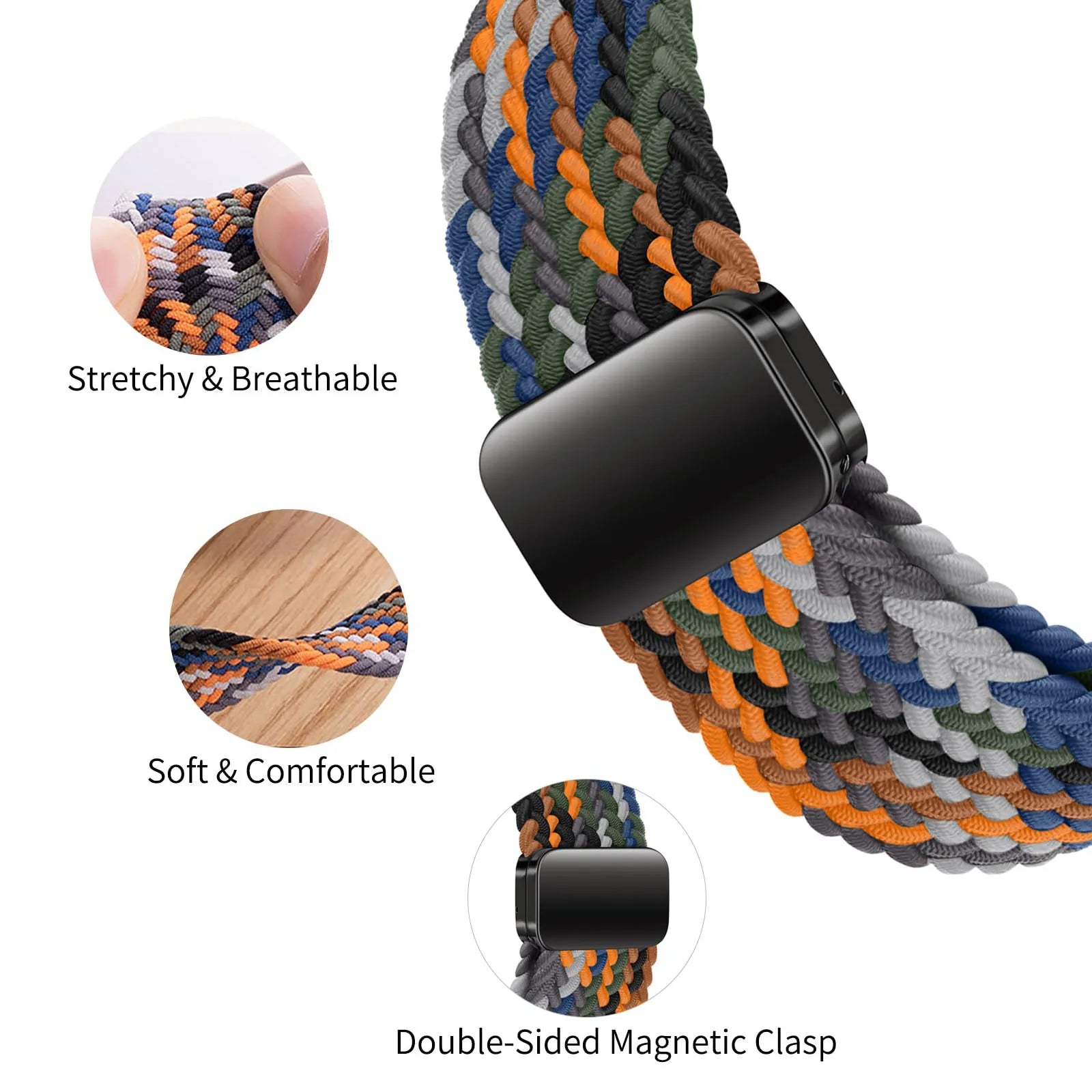 Adjustable Braided Solo Loop Magnetic Bracelet Sport Replacement Strap for Xiaomi Redmi Watch 4