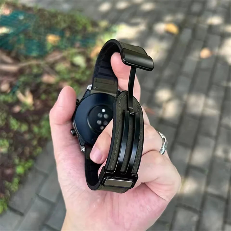 Durable Leather + Silicone Strap for Samsung Galaxy Watch 6 &  Galaxy Watch 6 Classic