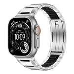 Steel and Fluororubber Segmented Bracelet Band with Removable Links for Apple Watch