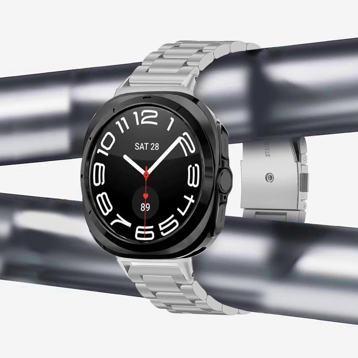 TPU Protective Case + Stainless Steel Metal Strap for Samsung Galaxy Watch Ultra and Samsung Galaxy Watch Ultra (2025)