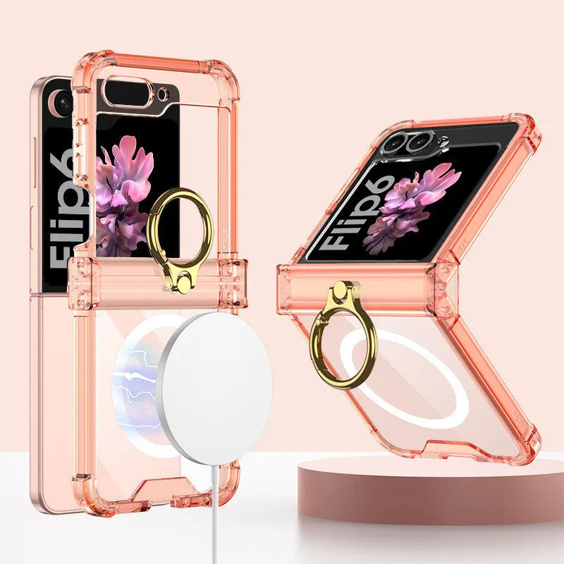 Samsung Galaxy Z Flip 6 Hinge Protective Magnetic Case with Ring Holder