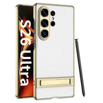 Luxury Matte Leather Case with Hidden Kickstand for Samsung Galaxy S26 Ultra