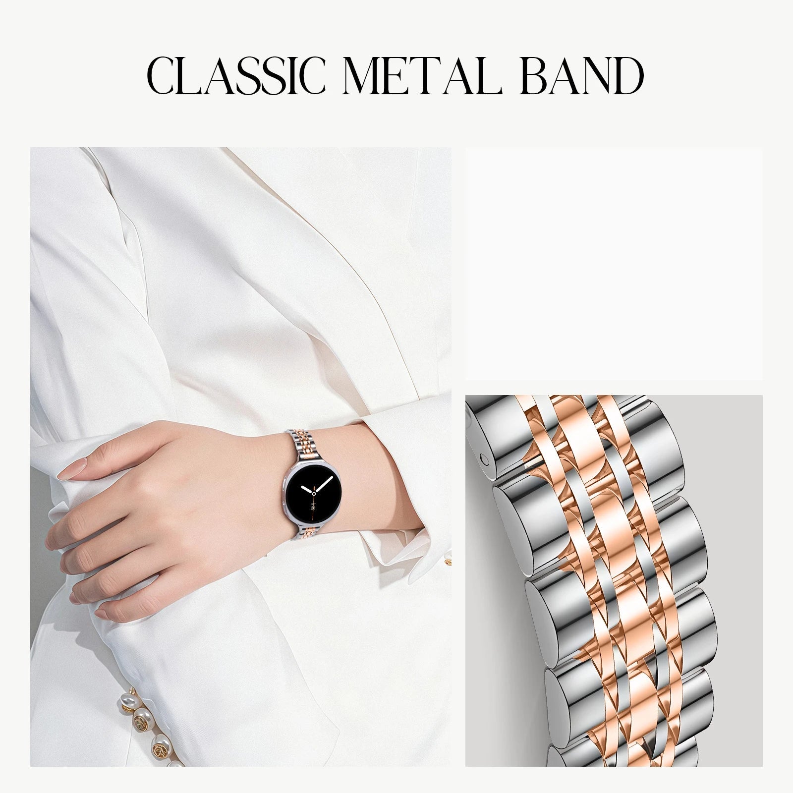 Slim Stainless Steel Metal Band for Samsung Galaxy Watch 8 & Galaxy Watch 8 Classic