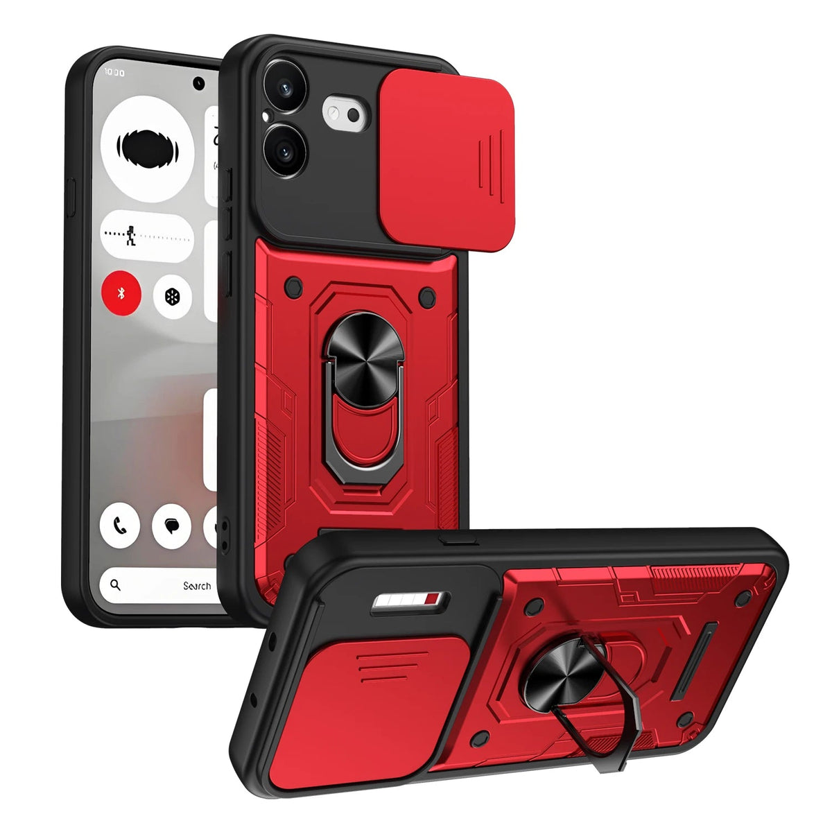 Sliding Camera Lens Protection Case with Rotating Ring Stand for Nothing Phone (4b)