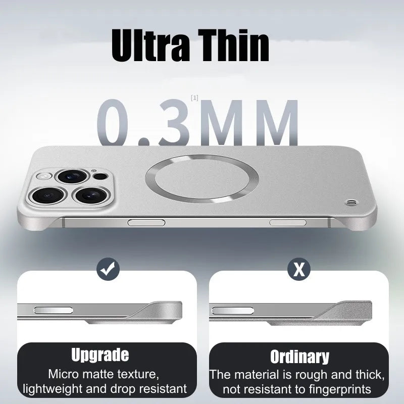 Ultra-Thin Frameless Matte MagSafe Case for iPhone 15 Series