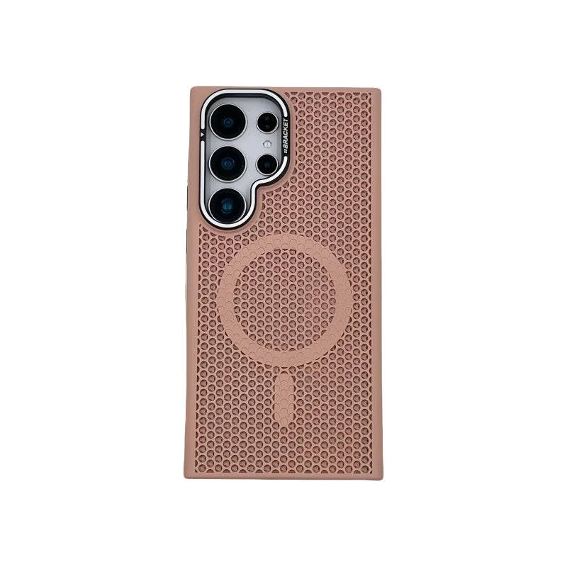 Honeycomb Grid Mesh Cooling Magnetic Phone Case with Lens Protector for Samsung Galaxy S24 Series
