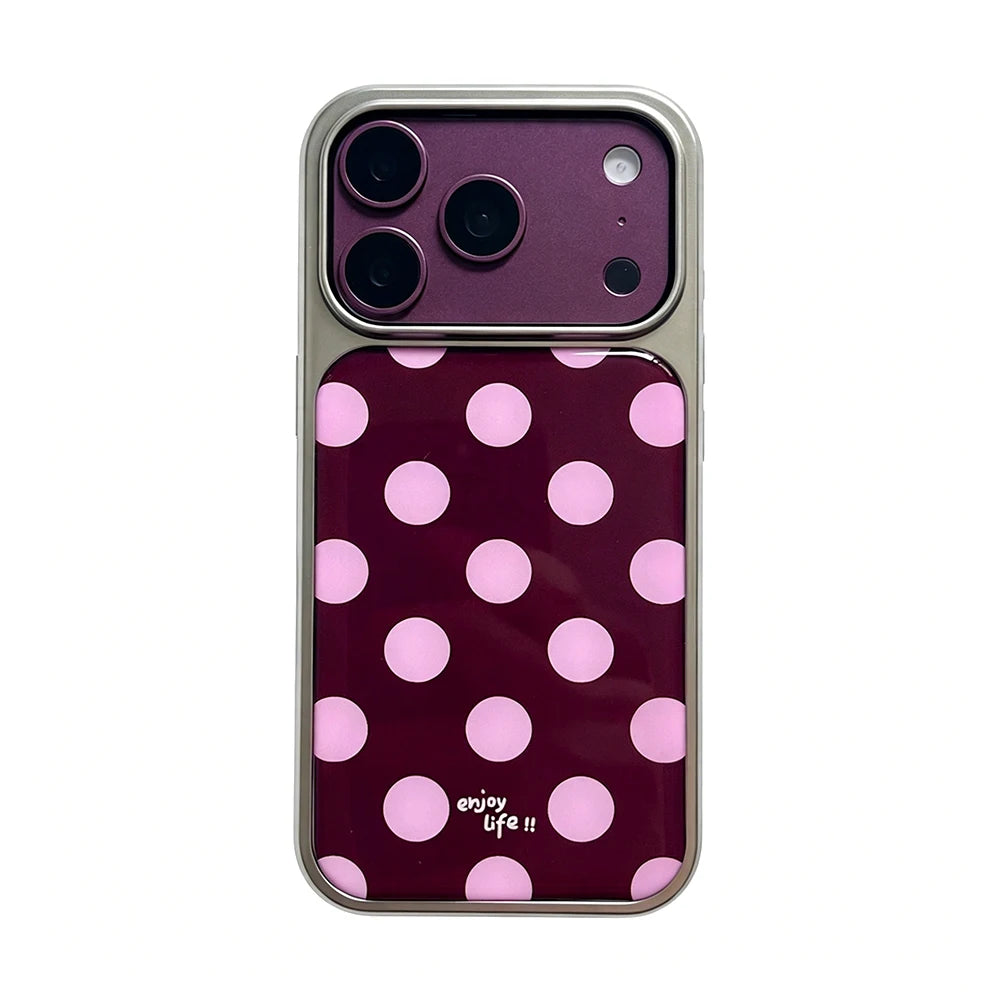 Polka Dot Hard Case with Raised Camera Frame for iPhone 18 Series