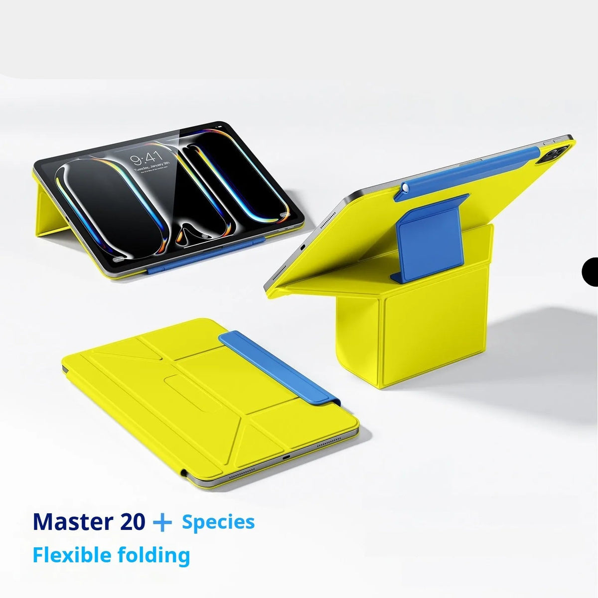 Multi-Angle Kickstand Folio Case with Magnetic Pen Holder for iPad Air M4