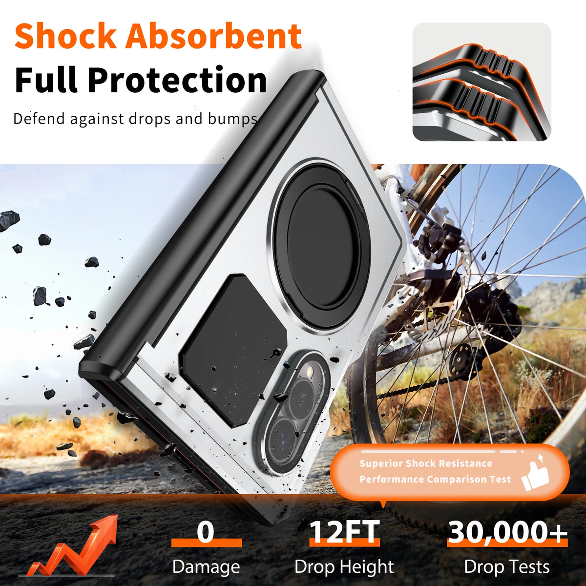 Shockproof Aluminum Bumper Case with 360° Rotating Ring Kickstand for Samsung Galaxy Z Fold 8