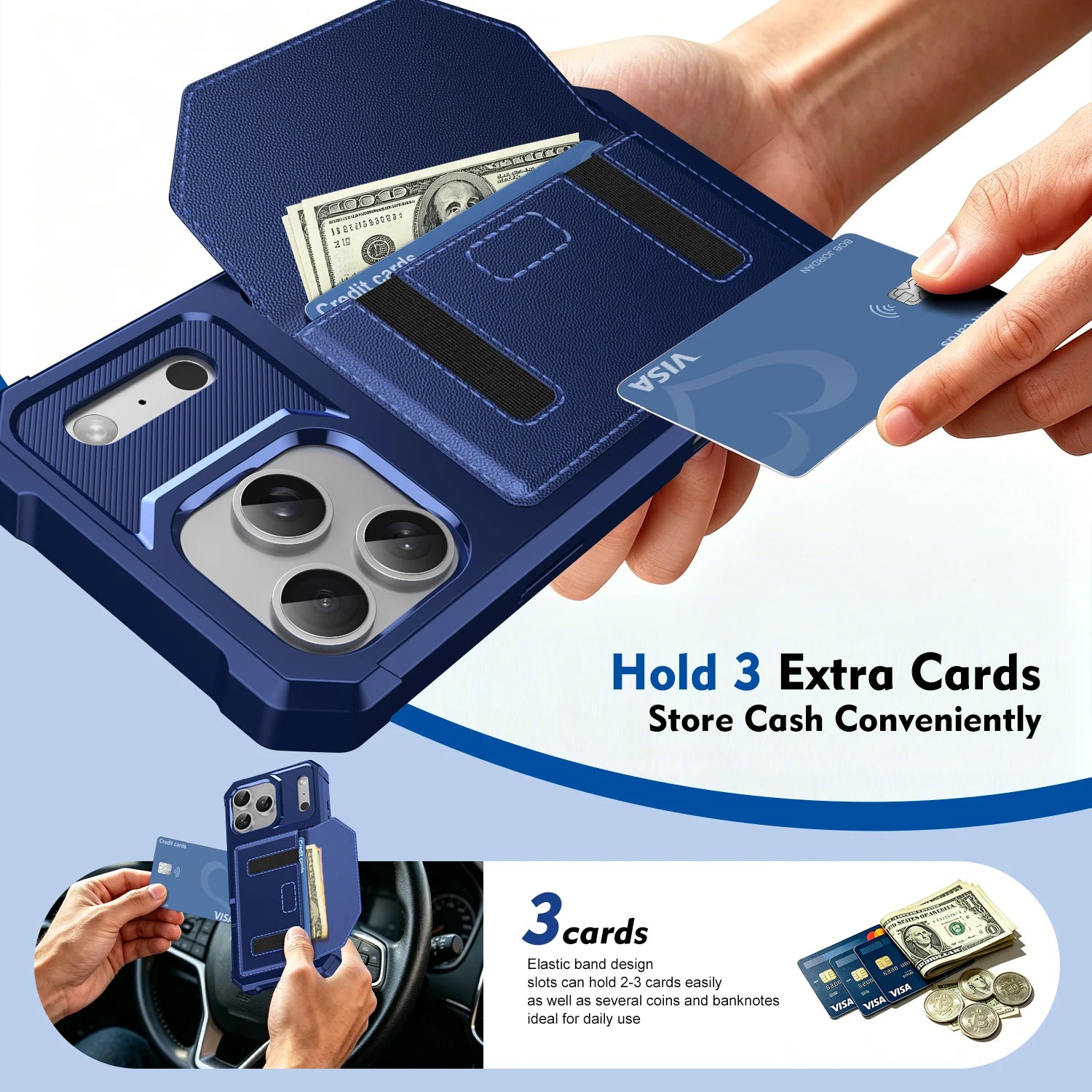 Shockproof Leather Phone Case with Card Storage for iPhone 17 Series