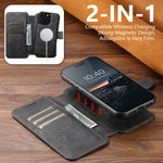 Detachable MagSafe Leather Wallet Case for iPhone 16 Series