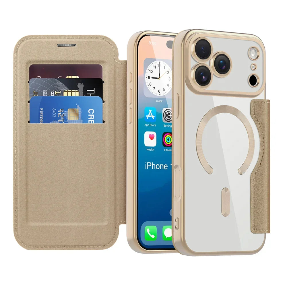 Premium Flip Leather MagSafe Case with Card Pocket for iPhone 17 Series