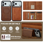 2-in-1 Detachable PU Leather MagSafe Case with RFID Card Slot for iPhone 17 Series