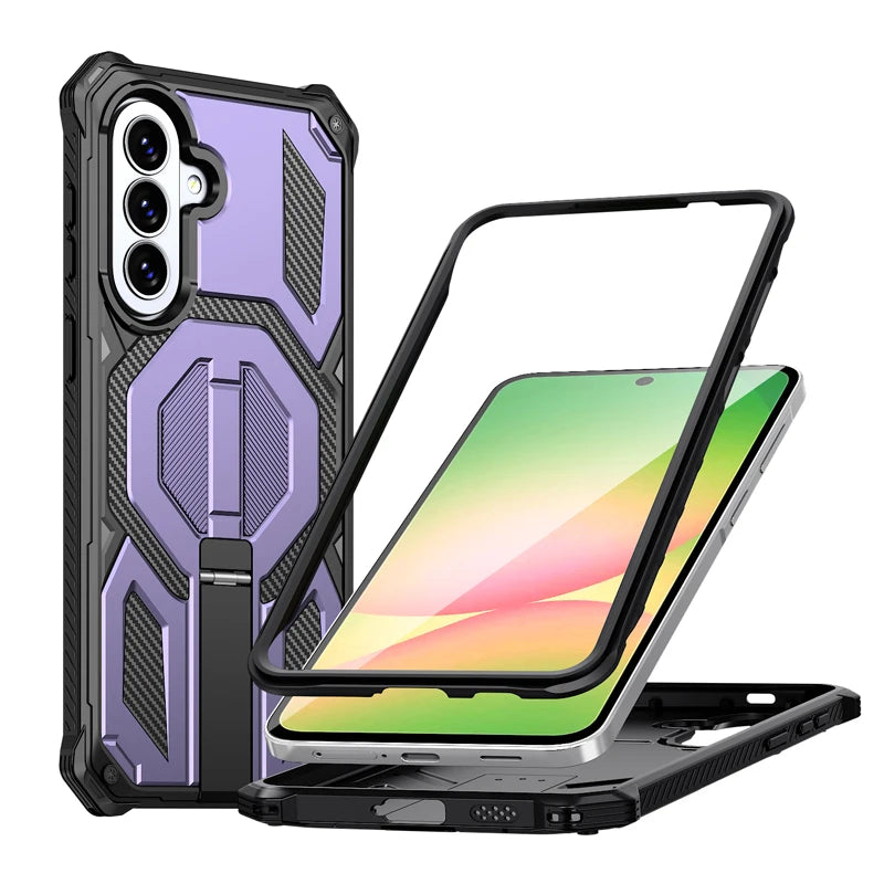 Shockproof PC+TPU Kickstand Case with Magnetic Ring for Samsung Galaxy A17