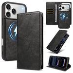 Shockproof Leather Folio Wallet Case with Detachable Magnetic Pouch for iPhone 18 Series