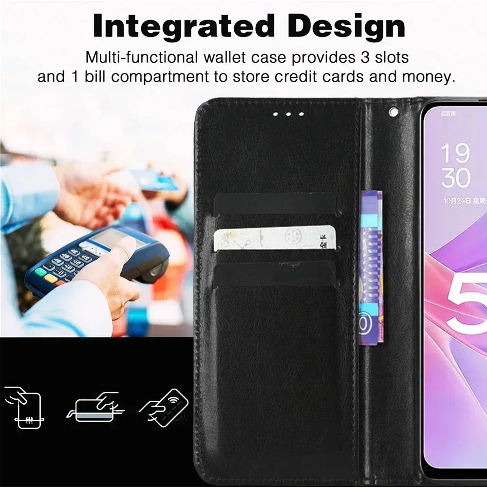 Plain Leather Flip Case with Card Slot & Kickstand for Vivo X200 FE