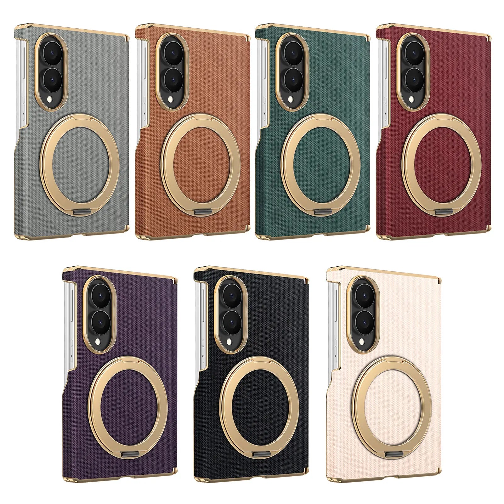 Luxury Textured Magnetic Leather Case with Kickstand for Samsung Galaxy Z Fold 8