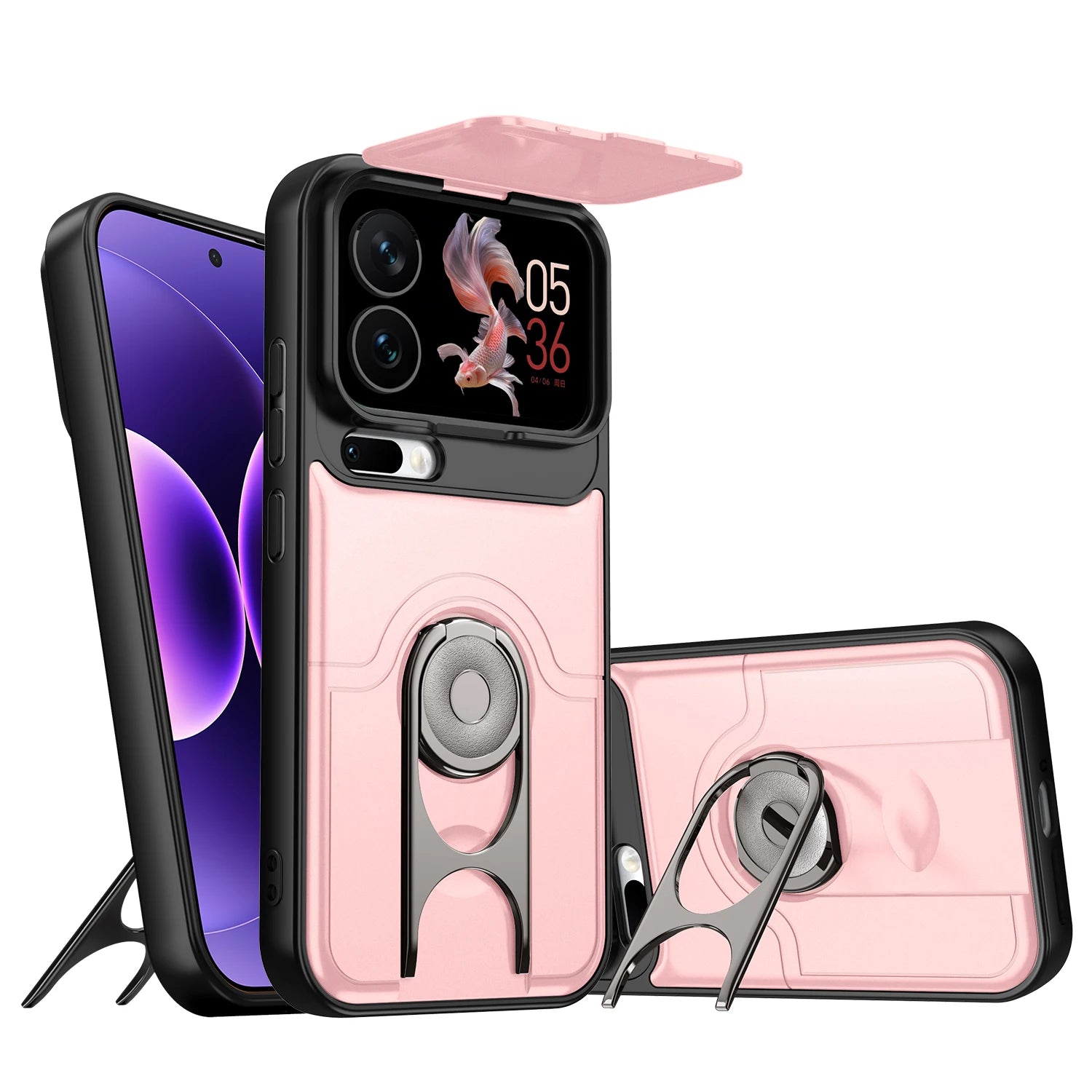 Rugged Case with Ring Stand and Lens Cover for Xiaomi 17 Series