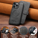 Detachable MagSafe Leather Wallet Case for iPhone 16 Series