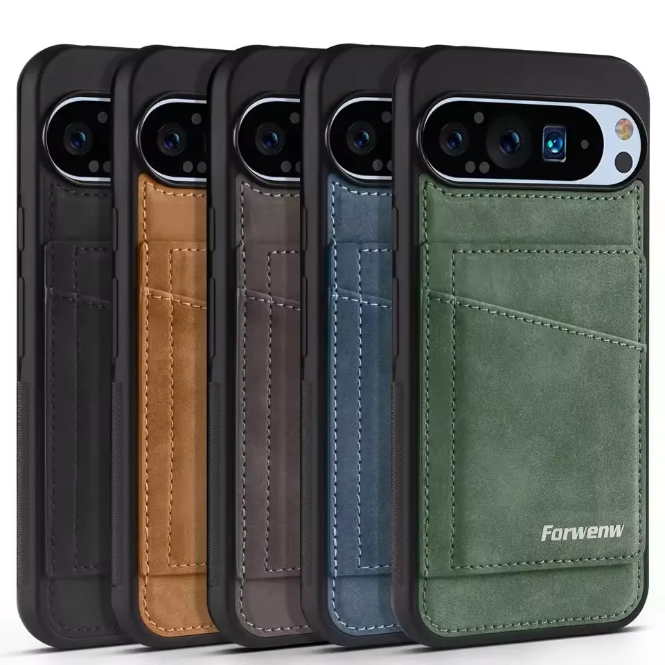 Google Pixel 9 Series Protective PU Leather Case with Card Slot