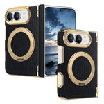 Fabric Leather Rotating Ring Holder Case with Electroplated Accents for iPhone Duo