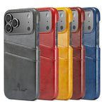 iPhone 17 Series Leather Back Cover with Card Slot and Easy-Open Button Design