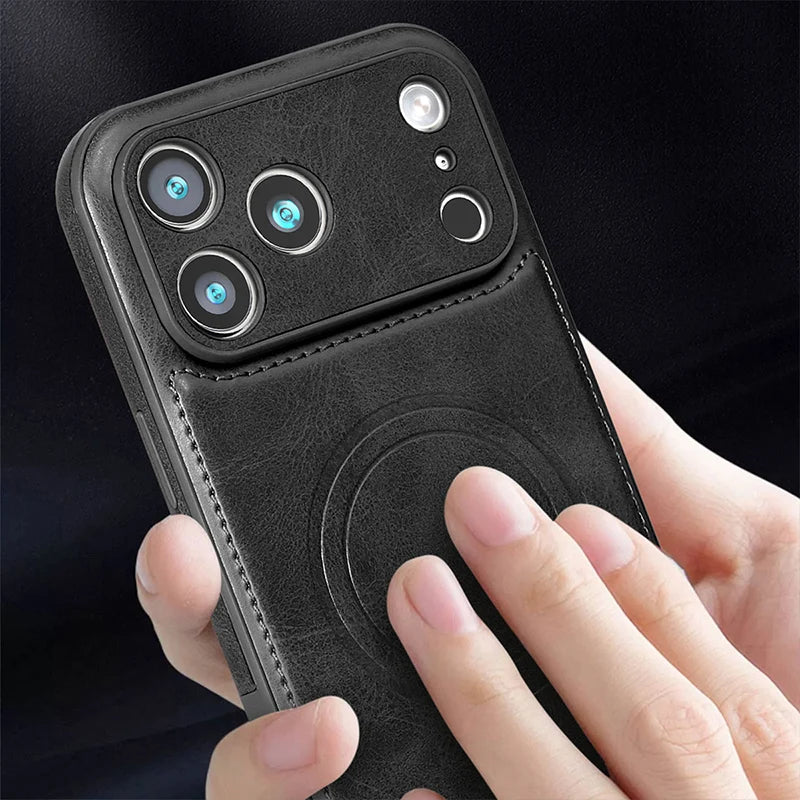 Shockproof Leather MagSafe Case for iPhone 17 Series