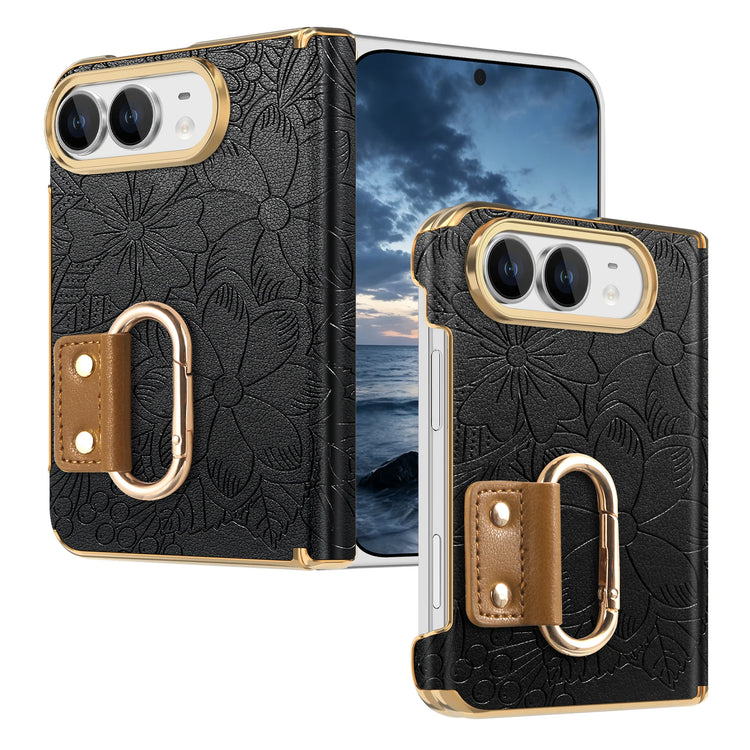 Embossed Leather Case with Carabiner Ring for iPhone Duo