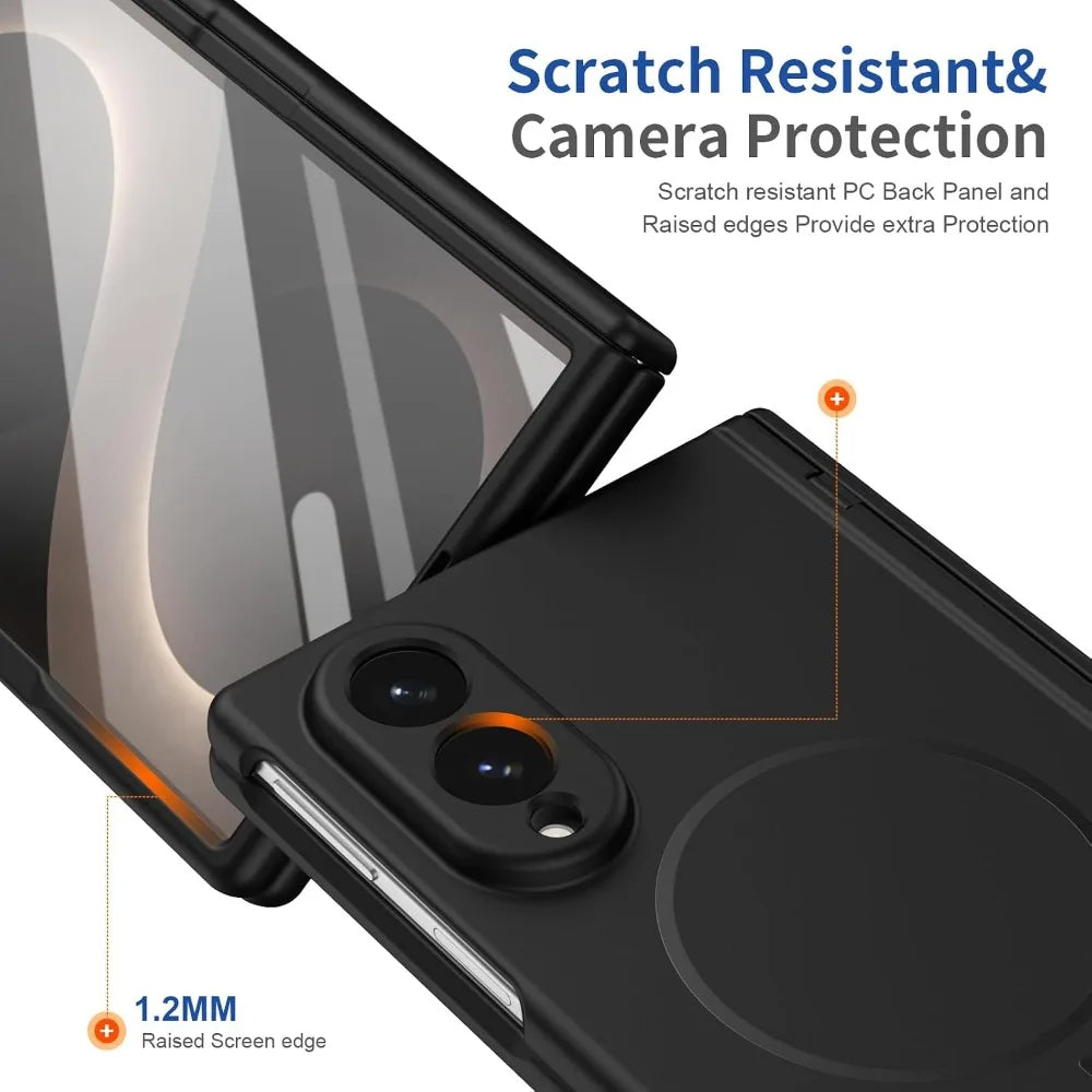 Integrated Tempered Glass Screen Protector Case with Magnetic Ring Mount for Samsung Galaxy Z Fold 8