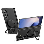 Samsung Galaxy Z Fold 7 Leather Magnetic Case with Ring Holder and Screen Protector