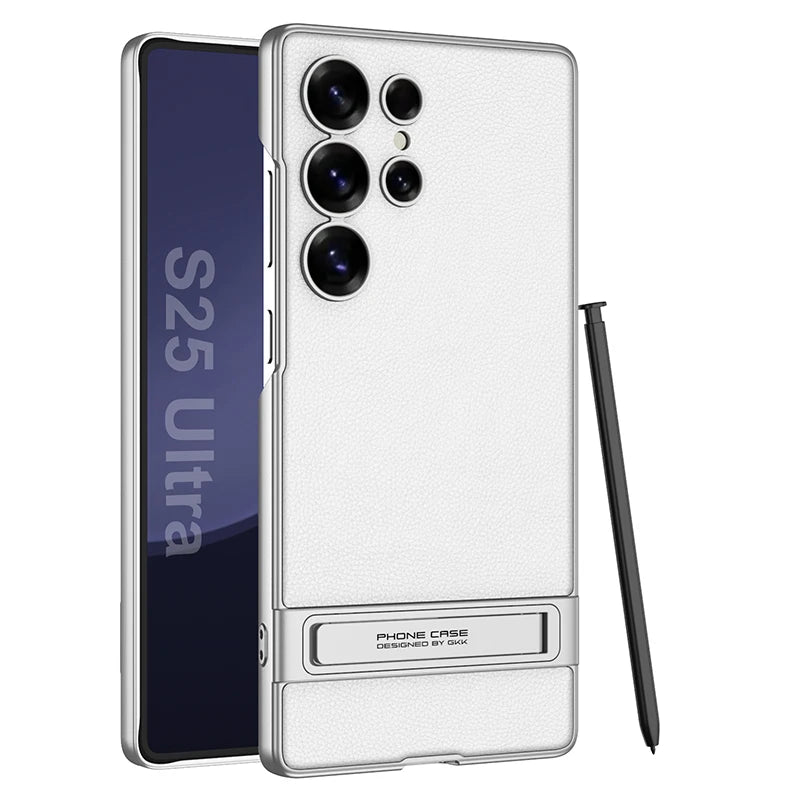 Ultra-Thin Luxury Leather Case with Kickstand for Samsung Galaxy S25 Ultra