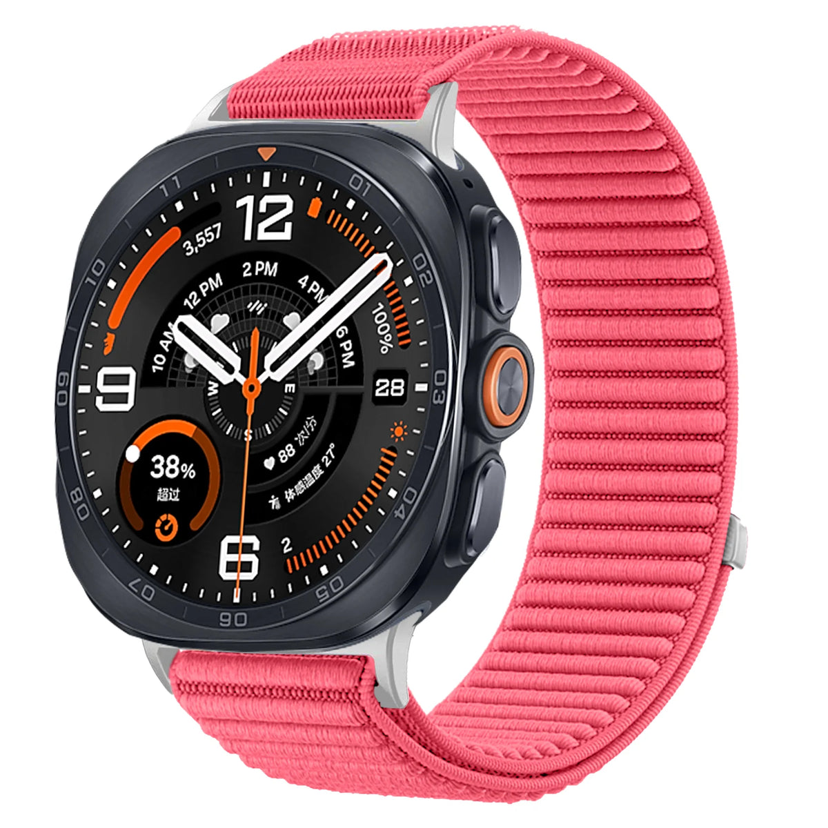 Woven Nylon Velcro Watch Strap with Metal Connector Heads for Samsung Galaxy Watch Ultra 2