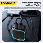 Essager 45W PD Fast Car Charger- 3 Ports with 75cm Retractable Cord