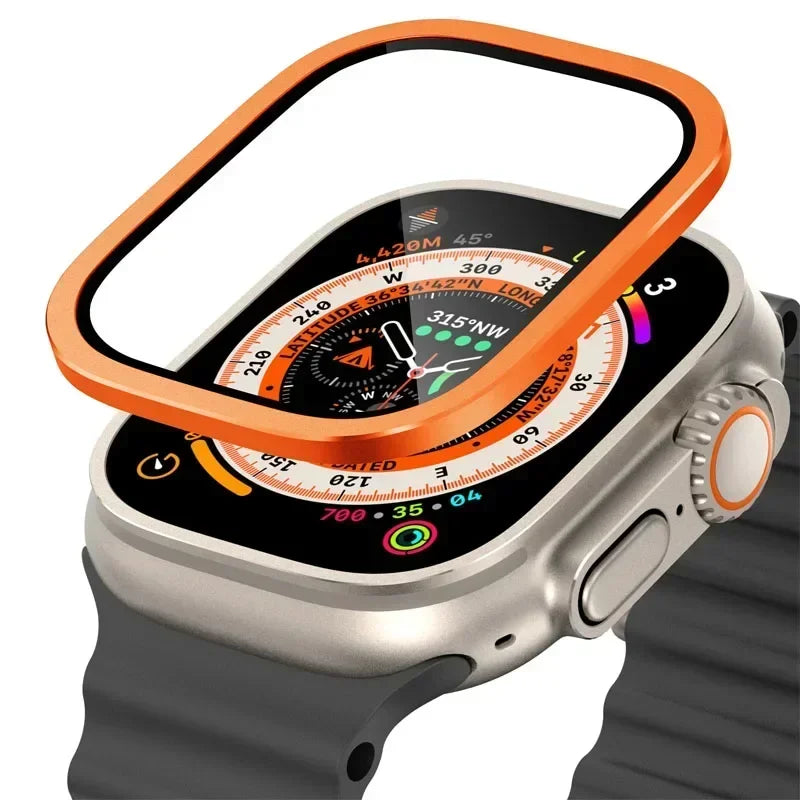Tempered Glass Screen Protector with Titanium Frame for Apple Watch Ultra