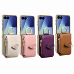 Samsung Z Flip 7 Shockproof Leather Case with Card Slots and Mirror