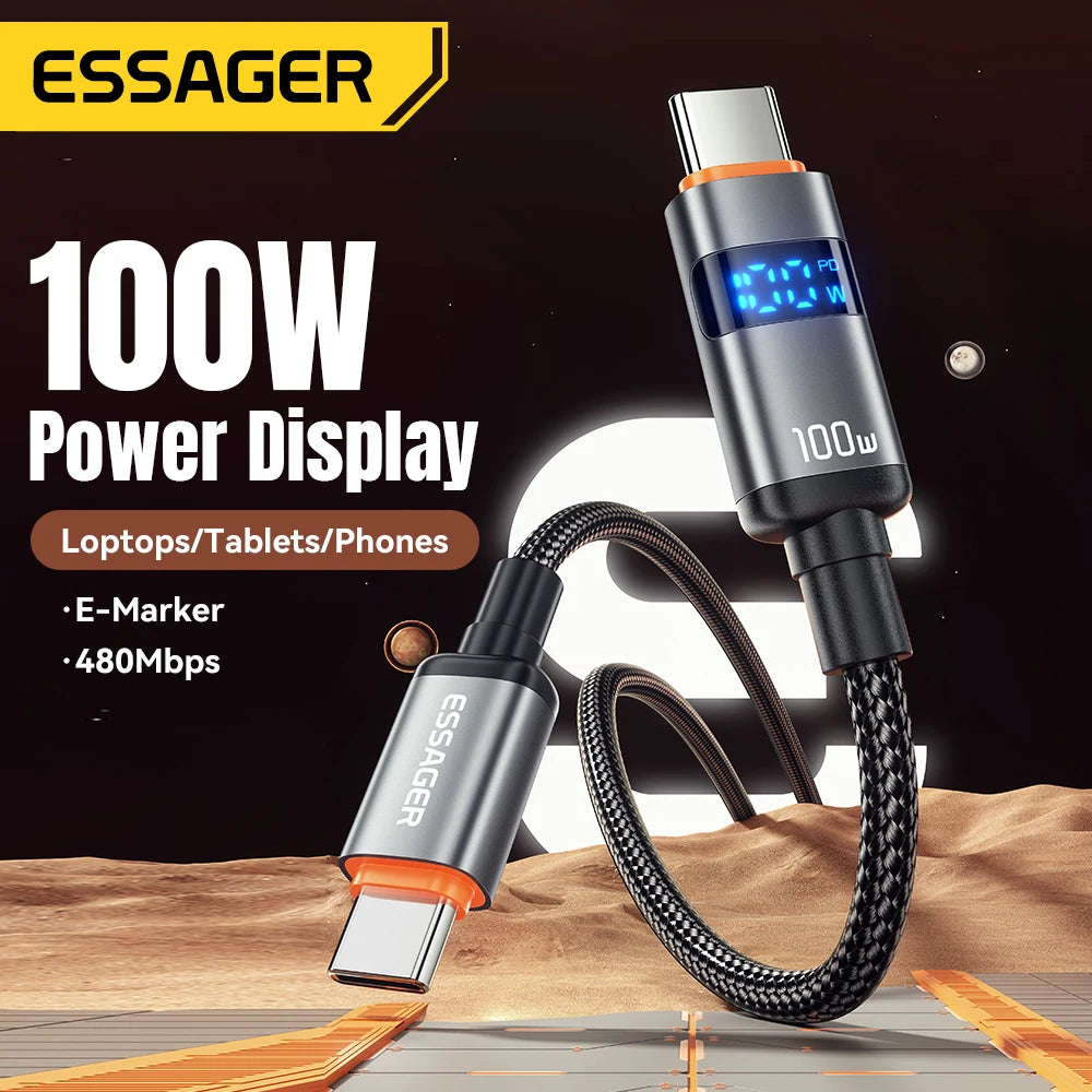 Essager 100W USB-A to USB-C Cable with Display