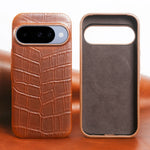 Crocodile-Embossed Leather Camera Protection Case with Raised Lens Ring for Google Pixel 10 Series