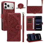 Embossed Datura Leather Wallet Case for iPhone 17 Series