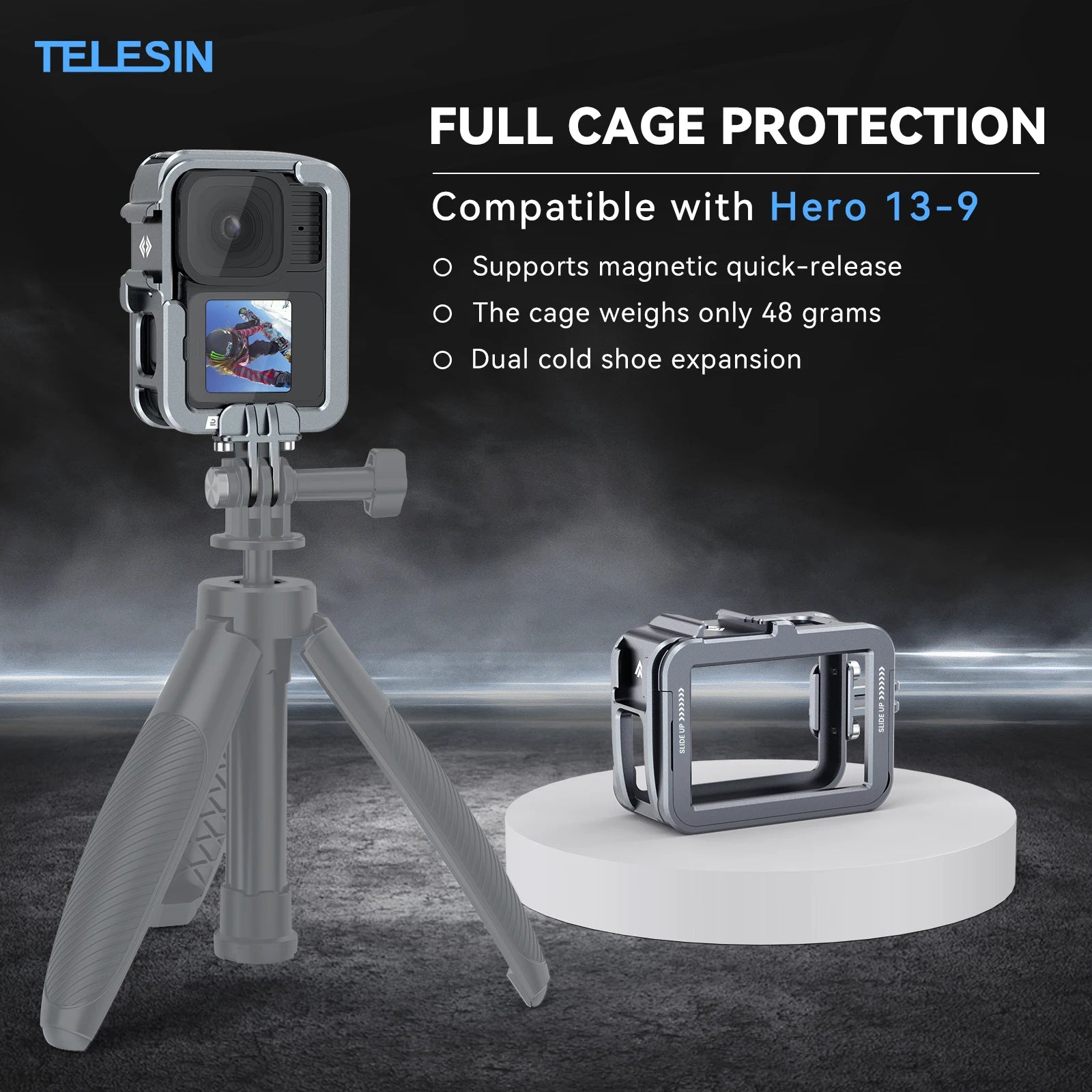 TELESIN Aluminium Alloy Frame Case for GoPro Hero Action Cameras
