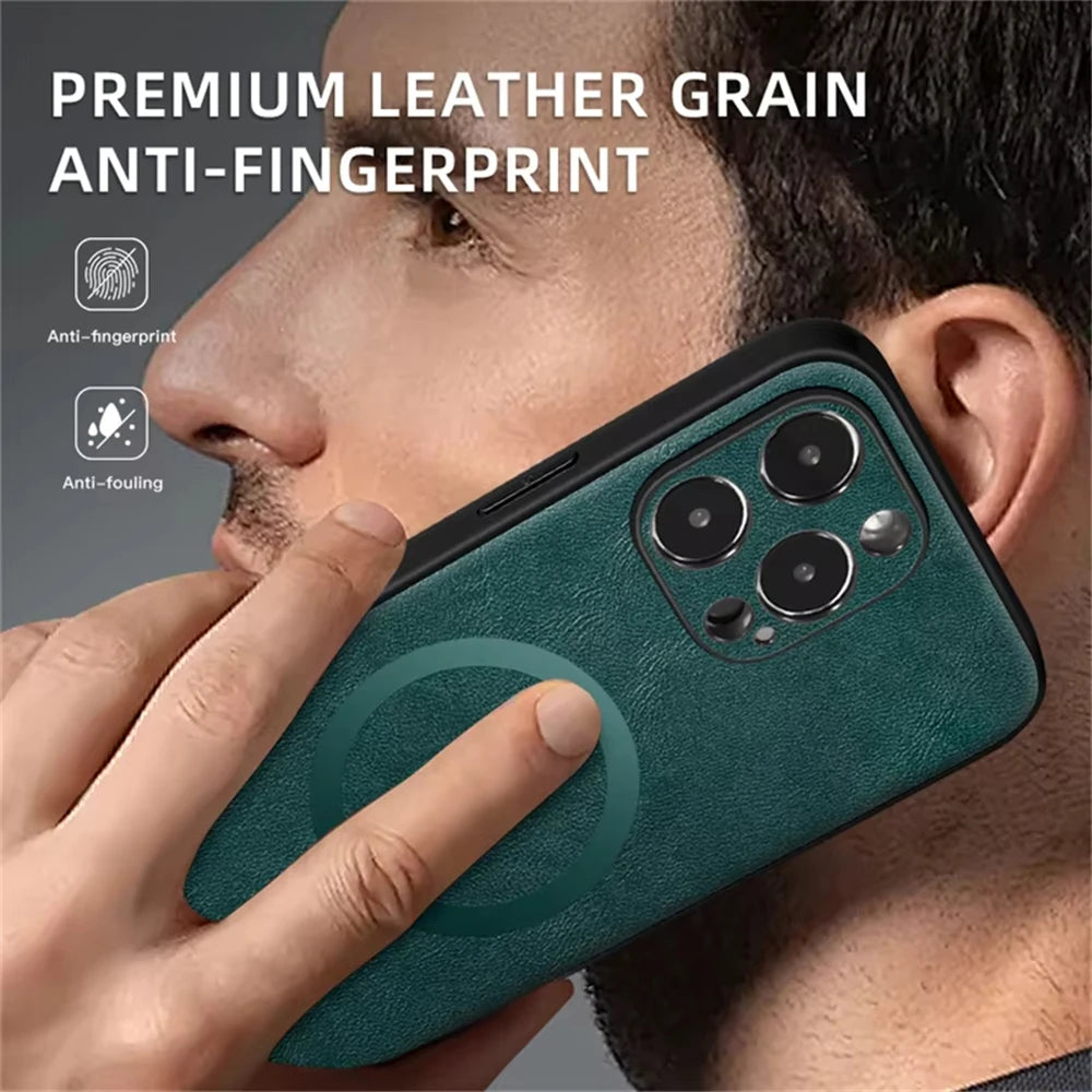 Luxury Leather MagSafe Case for iPhone 16 Series